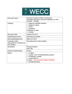 Information required to Assess the Reliability of a RAS Guideline