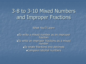 3-8 Mixed Numbers and Improper Fractions