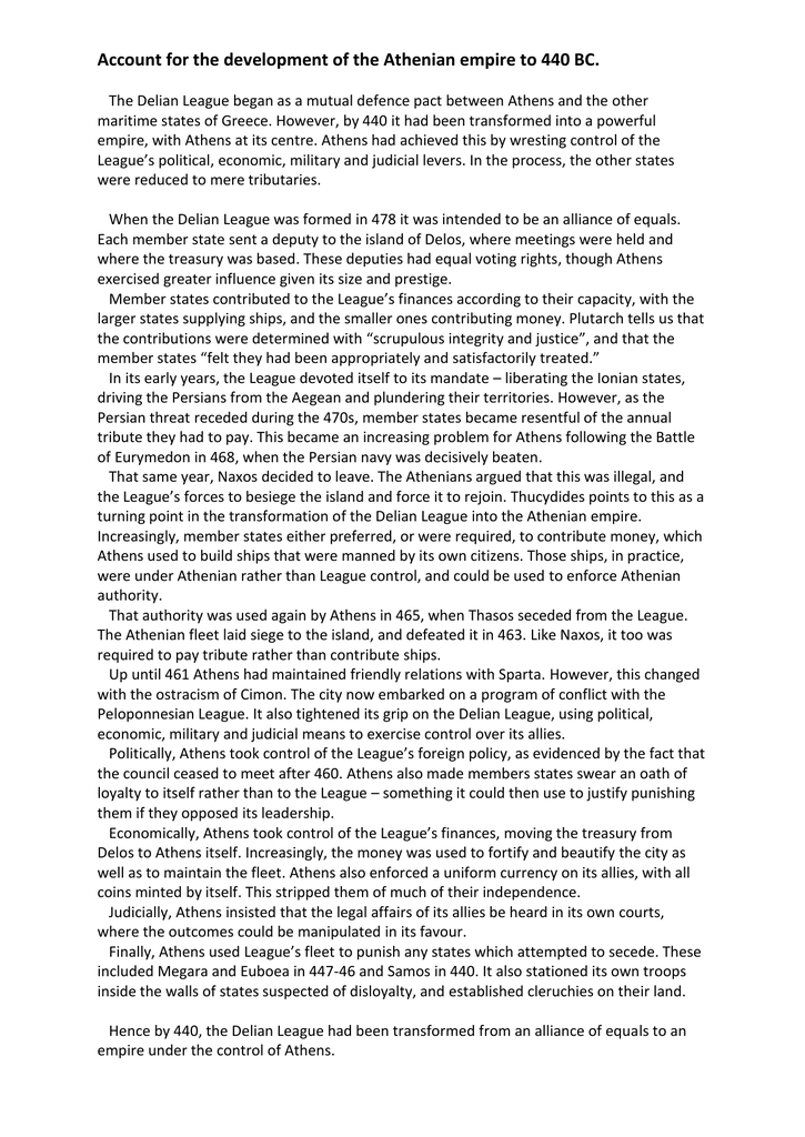 delian league to athenian empire essay