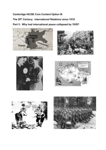 Why had international peace collapsed by 1939?
