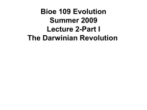 Lecture 2: (Part 1) The Darwinian revolution