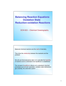 Balancing Reaction Equations Oxidation State Reduction