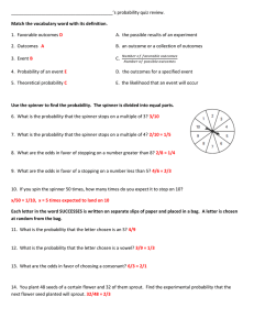 probability quiz review. Match the vocabulary word with its definition