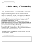 A brief history of data mining - Mr. Stives Classroom Web Page
