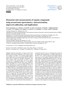 Elemental ratio measurements of organic compounds using aerosol