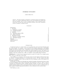 SYMBOLIC DYNAMICS Contents Introduction 1 1. Dynamics 2 1.1