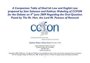 A Comparison Table of Shari`ah Law and