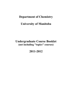 Department of Chemistry University of Manitoba Undergraduate