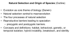 Natural Selection and Origin of Species (Outline) • Evolution as core