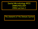 Dental Microbiology #211 IMMUNOLOGY Lecture 1