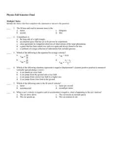 Physics Fall Semester Final Answer Section