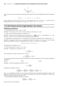 11.6 Dot Product and the Angle between Two Vectors