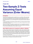 Two-Sample Z-Tests Assuming Equal Variance (Enter Means)