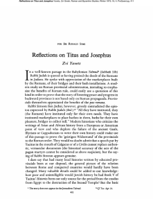 Reflections on Titus and Josephus