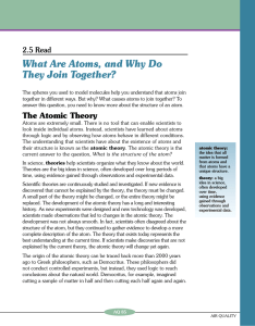 What Are Atoms, and Why Do They Join Together?