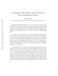 Orthogonal polynomials, special functions and mathematical physics