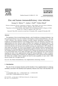 Zinc and human immunodeficiency virus infection