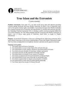 True Islam and the Extremists – 11 Point Summary