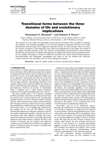 Transitional forms between the three domains of life and