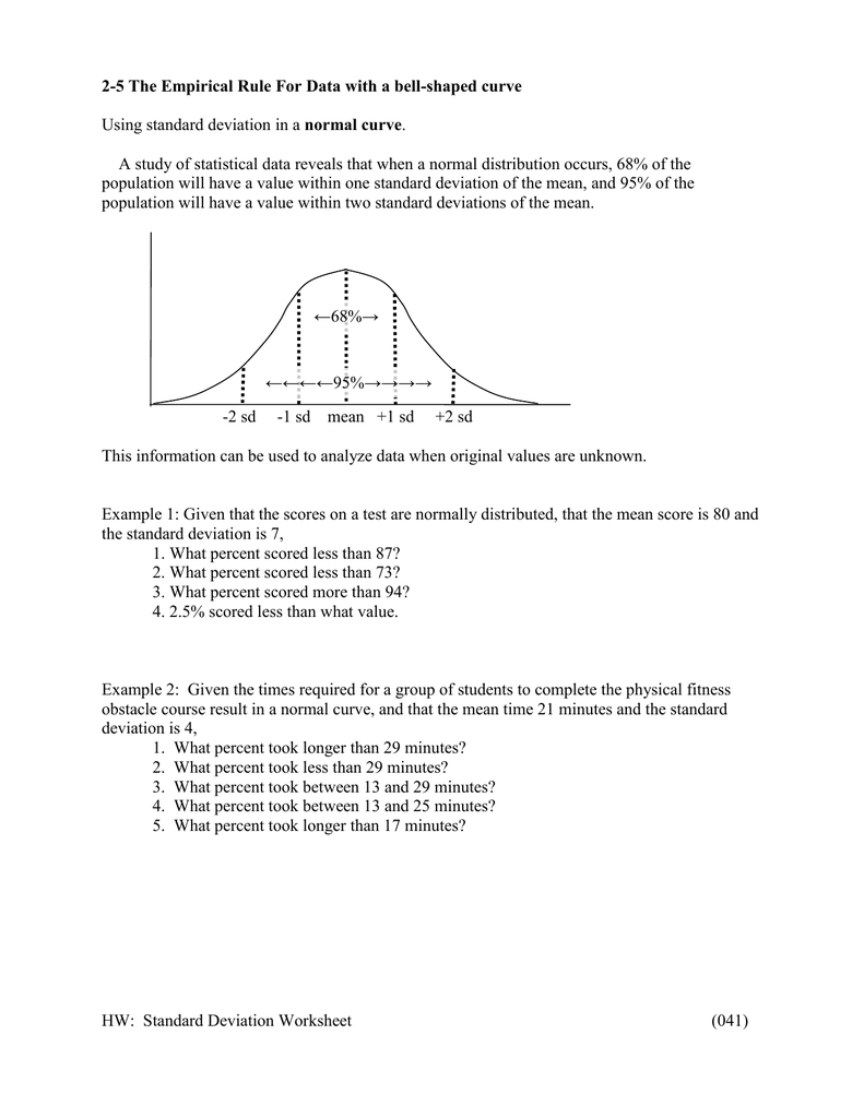 22-22 The Empirical Rule For Data with a bell Pertaining To Standard Deviation Worksheet With Answers