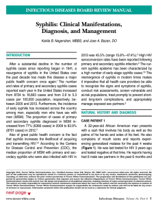 syphilis: clinical Manifestations, Diagnosis, and Management