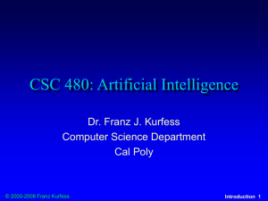 CSC 480: Artificial Intelligence