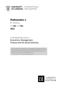 Mathematics 1 - University of London International Programmes