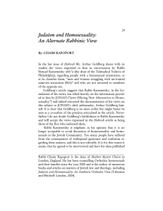 Judaism and Homosexuality: An Alternate Rabbinic View