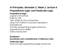 AI Principles, Semester 2, Week 2, Lecture 5 Propositional Logic