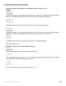 Determine whether each sequence is an arithmetic sequence. Write