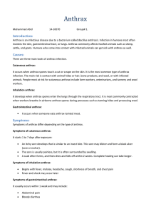 Symptoms of cutaneous anthrax