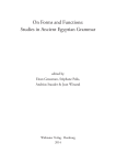 On Forms and Functions: Studies in Ancient Egyptian Grammar