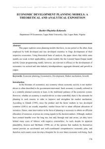 ECONOMIC DEVELOPMENT PLANNING MODELS