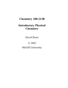 Chemistry 180-213B Introductory Physical