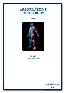 articulations in the body - Yeditepe University Pharma Anatomy