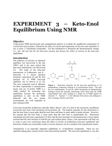 EXPERIMENT 3 – Keto-Enol Equilibrium Using NMR