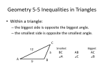 Geometry 5-5 Triangle Inequalities