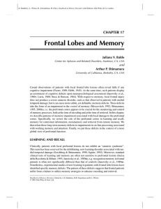 Frontal Lobes and Memory - University of California, Berkeley
