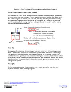 Chapter 3: The First Law of Thermodynamics for Closed Systems a