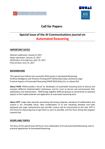 Call for Papers Automated Reasoning