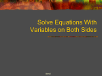 Solve Equations With Variables on Both Sides