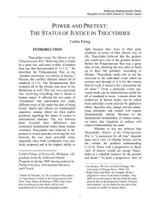 POWER AND PRETEXT: THE STATUS OF JUSTICE IN THUCYDIDES