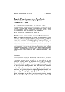 Impact of Argentine ants (Linepithema humile) on an arboreal ant