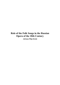 Role of the Folk Songs in the Russian Opera of the 18th