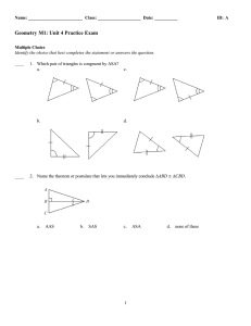 Geometry M1: Unit 4 Practice Exam