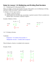 Notes for Lesson 1-6: Multiplying and Dividing Real Numbers