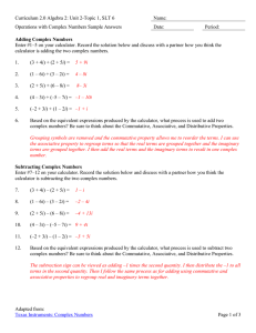 Curriculum 2.0 Algebra 2: Unit 2-Topic 1, SLT 6 Name: Operations