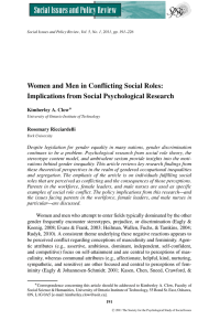 Women and Men in Conflicting Social Roles: Implications from