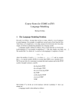 Course Notes for COMS w4705: Language Modeling