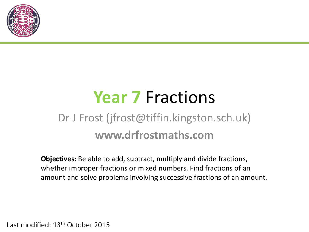 Yr7 Fractions Slides